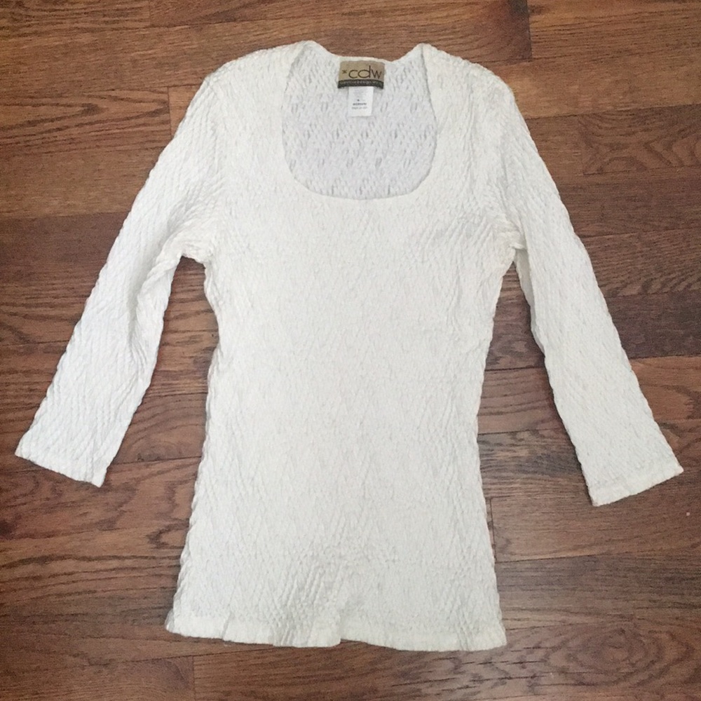 Sexy CDW XS 3/4 stretch top white textured